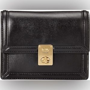 AUTHENTIC Coach Black Leather Hutton Wallet for Handbag